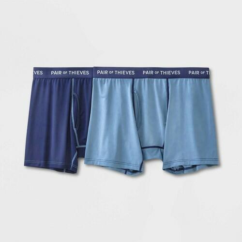 Pair of Thieves Men's Super Fit Boxer Briefs 2pk - Blue L: Lightweight Mesh