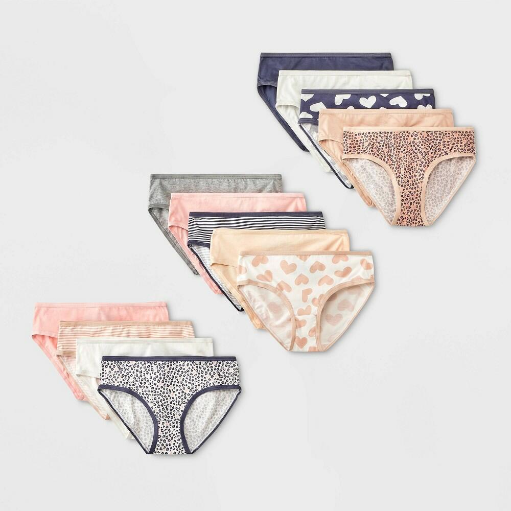 Girls' 14pk 'Leopard' Hipster Underwear - Cat & Jack™ Cream 8