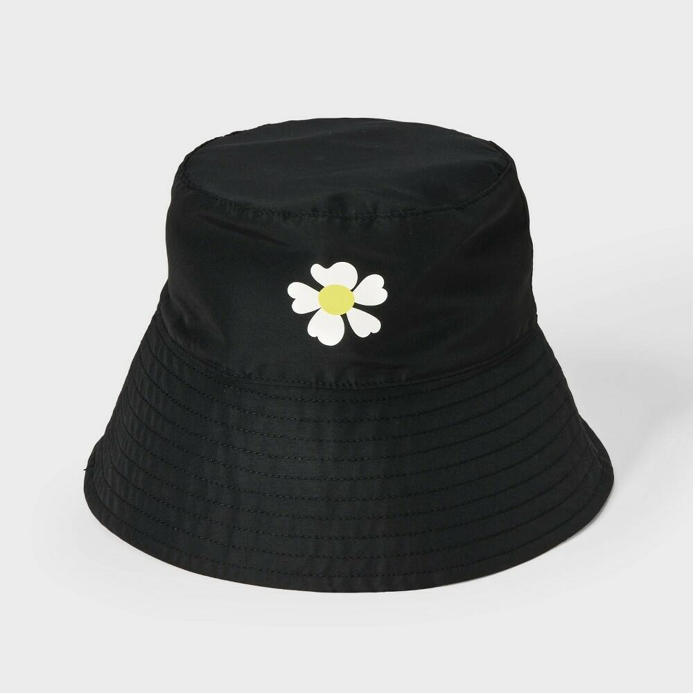 Girls' Reversible Daisy Printed Bucket Hat - art class™ Black: UPF 50+, Floral