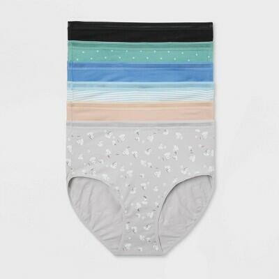 Women's 6pk Cotton Briefs Underwear - Auden™ Assorted Color M Solid & Polka Dot