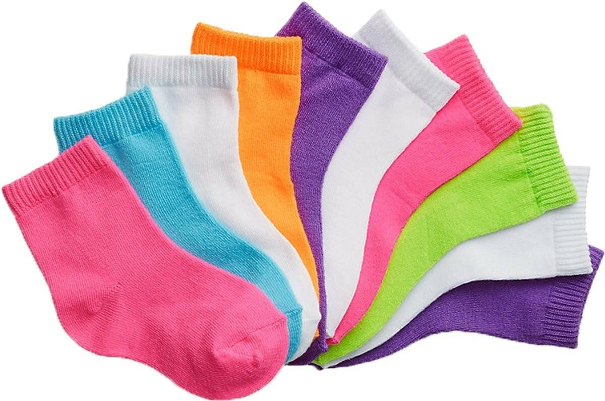 Hanes Toddler Girl's Ankle Socks 10-Pack Sockshosiery, assorted, 6/ 4T-5T