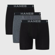 Hanes Premium Men's 3pk Boxer Briefs Total Support Pouch - Gray/Black L
