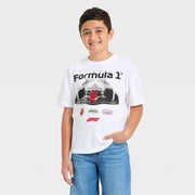 Boys' Formula 1 Speedway Short Sleeve Oversized Graphic T-Shirt - White XL