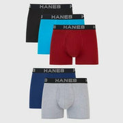 Hanes Premium Men's Mid-Rise Stretch Trunks 5pk - Blue/Black/Gray S: Tagless