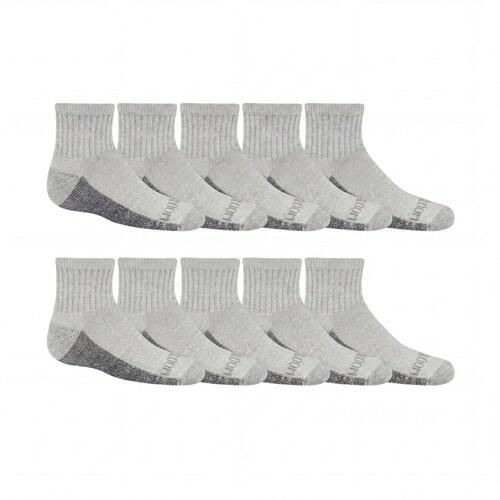 Fruit of the Loom Boys Dual Defense Socks Wicking and Odor Control 10Pk Gray