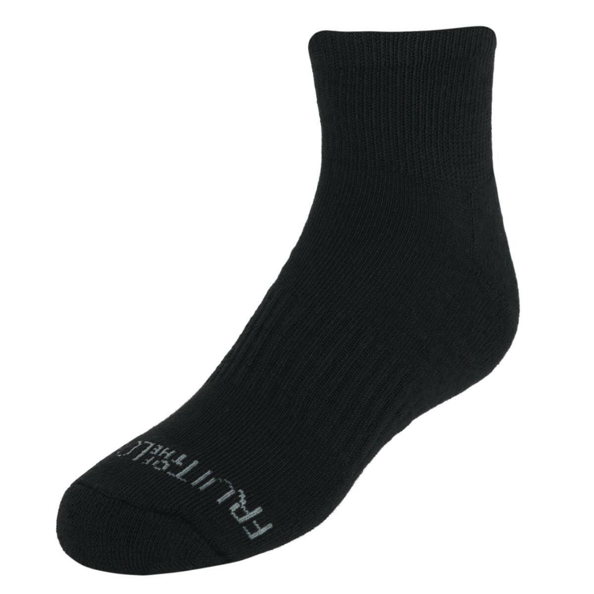 Fruit of the Loom Girl's Active Cushioned Ankle Socks (Pack of 6), 4 to 10 Black