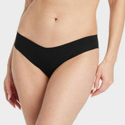 Women's Invisible Edge Cotton Cheeky Bikini Underwear - Auden™ Black Seamless