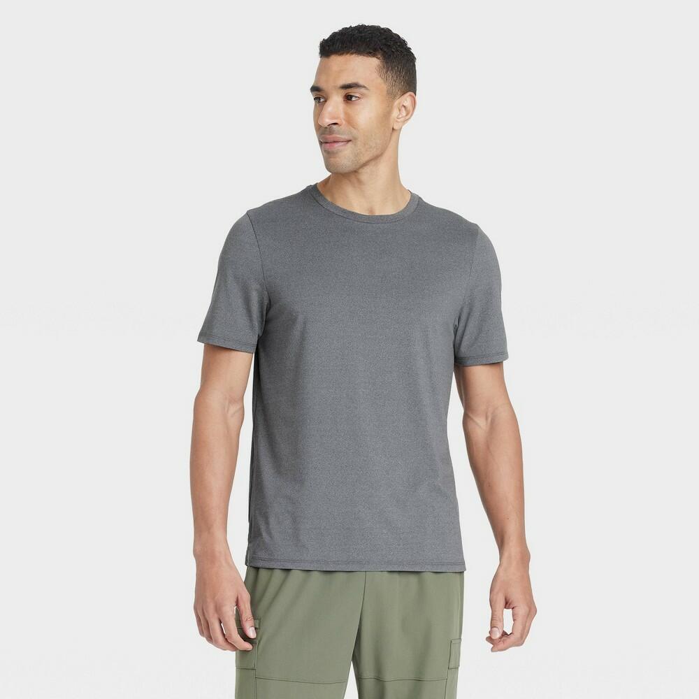 Men's Short Sleeve Performance T-Shirt - All In Motion™ Heathered Gray M: Moisture Wicking, Quick Dry, Jersey