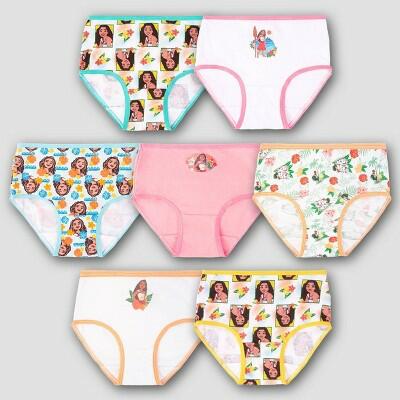 Toddler Girls' Disney Moana Briefs - 2T-3T Cotton Jersey, Classic Patterns, 7-Pk