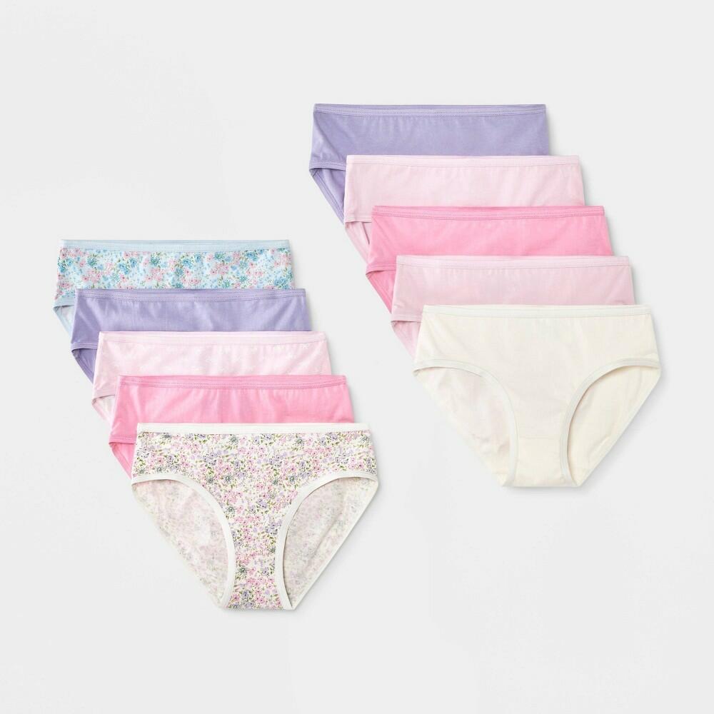 Cat & Jack Girls' Floral Cotton Briefs 10pk - Assorted Colors - 8