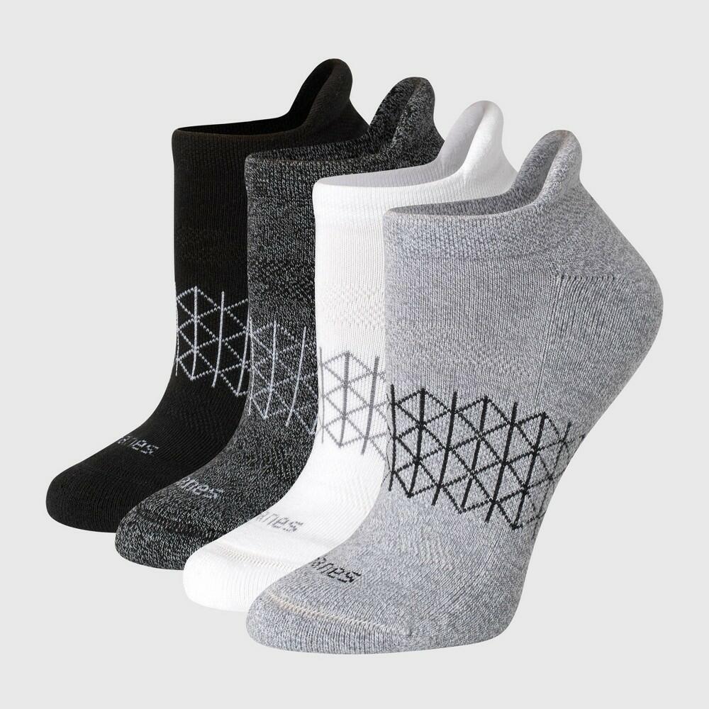 Hanes Women's 4pk Absolute Active Heel Tab No Show Socks White/Gray/Black - 5-9