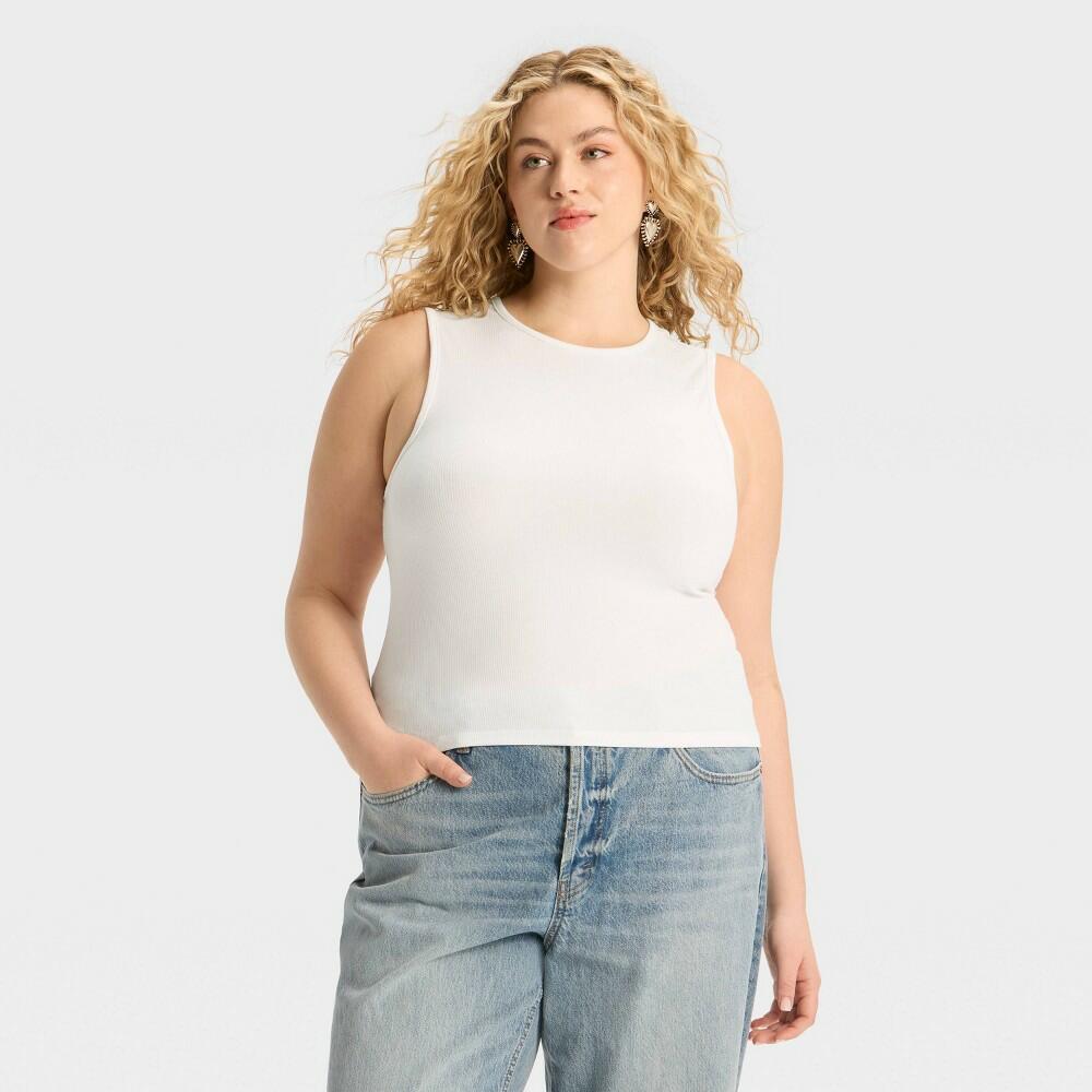 Women's Open Back Ribbed Tank Top - Wild Fable™ White XS