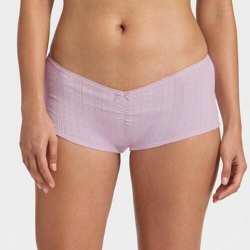 Women's Pointelle Ruched Front Boy Shorts - Wild Fable™ Lilac Purple XS