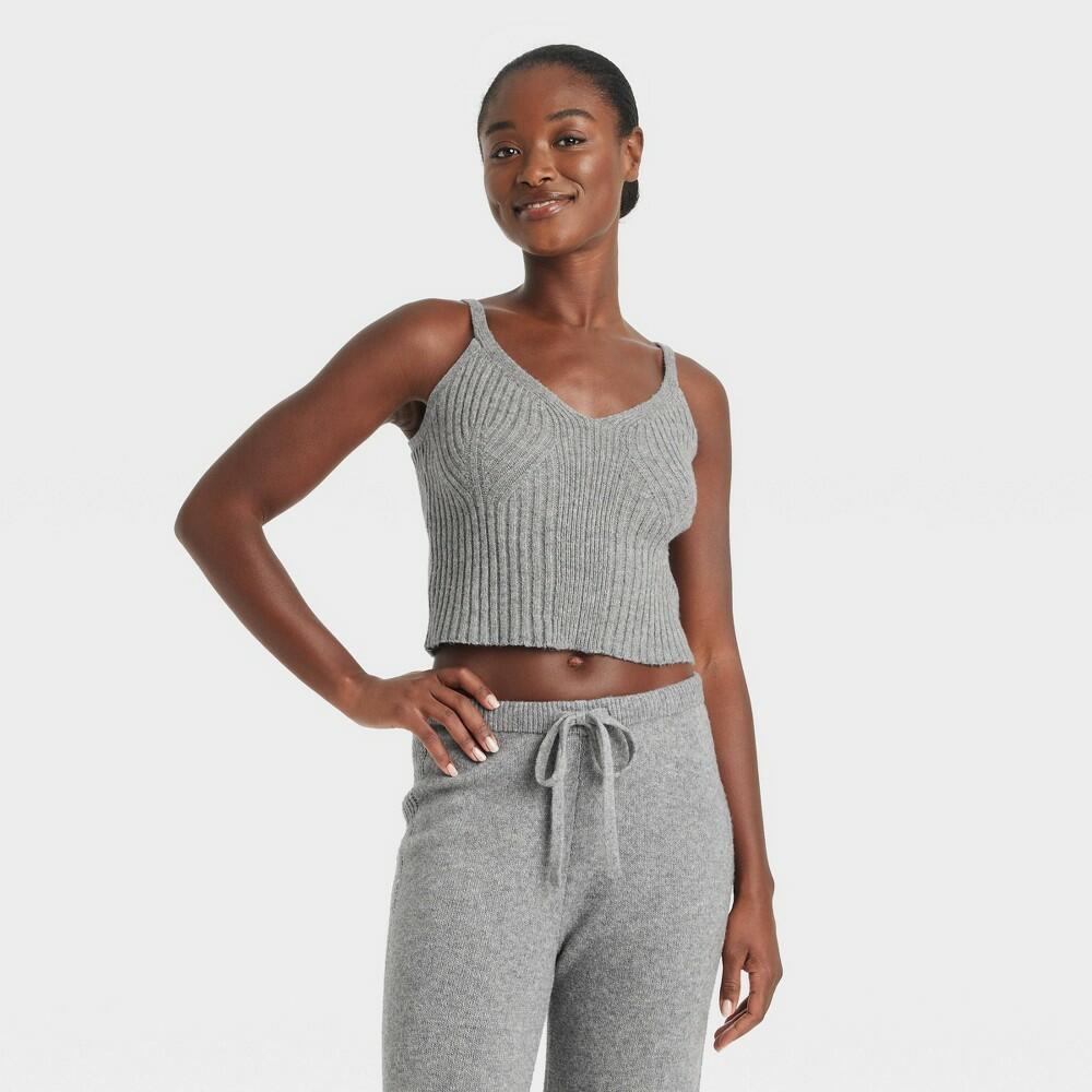 Women's Sweater Pajama Tank Top - Auden™ Heathered Gray S