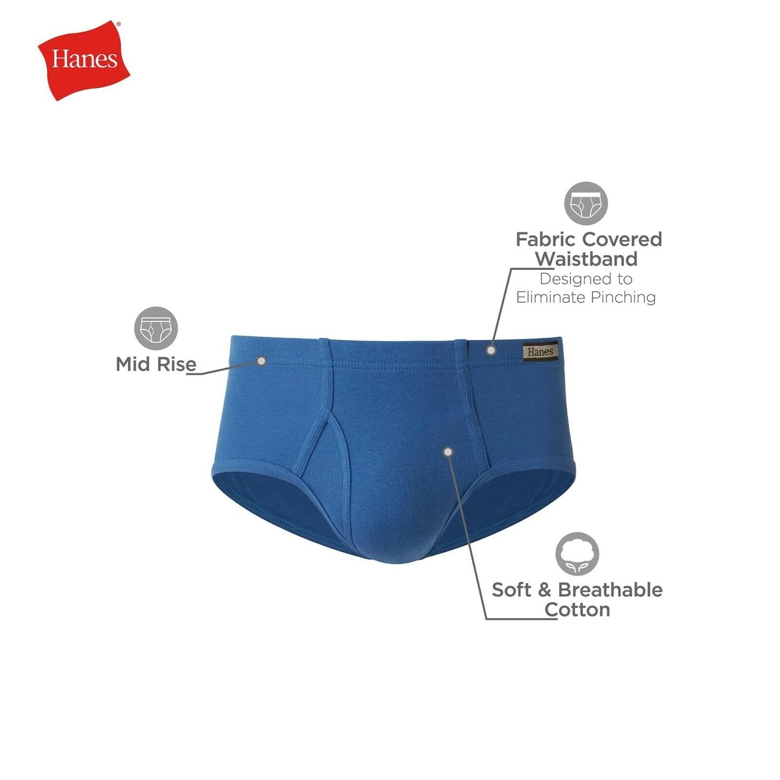 Hanes Men's 6-Pack, Mid-Rise Briefs, Stretch Cotton Multi-Color, Large