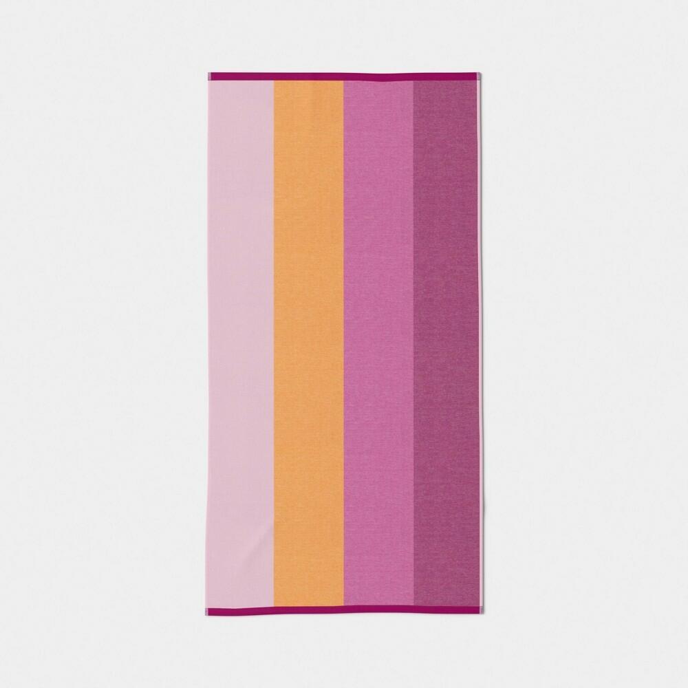 32"x62" Wide Multi Striped Reversible Beach Towel Pink/Orange - Sun Squad™