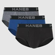 Hanes Premium Men's 3pk Comfort Total Support Pouch Briefs - Gray/Blue/Black S