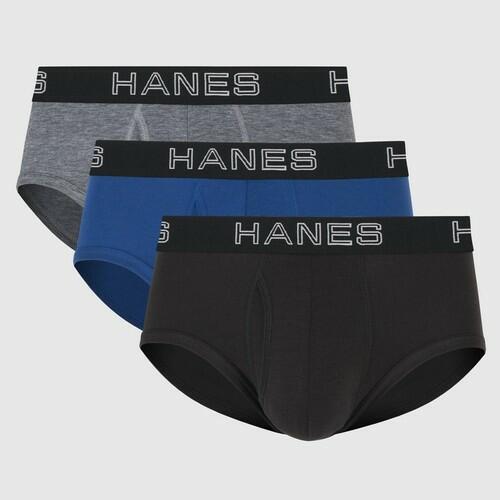 Hanes Premium Men's 3pk Comfort Total Support Pouch Briefs - Gray/Blue/Black S