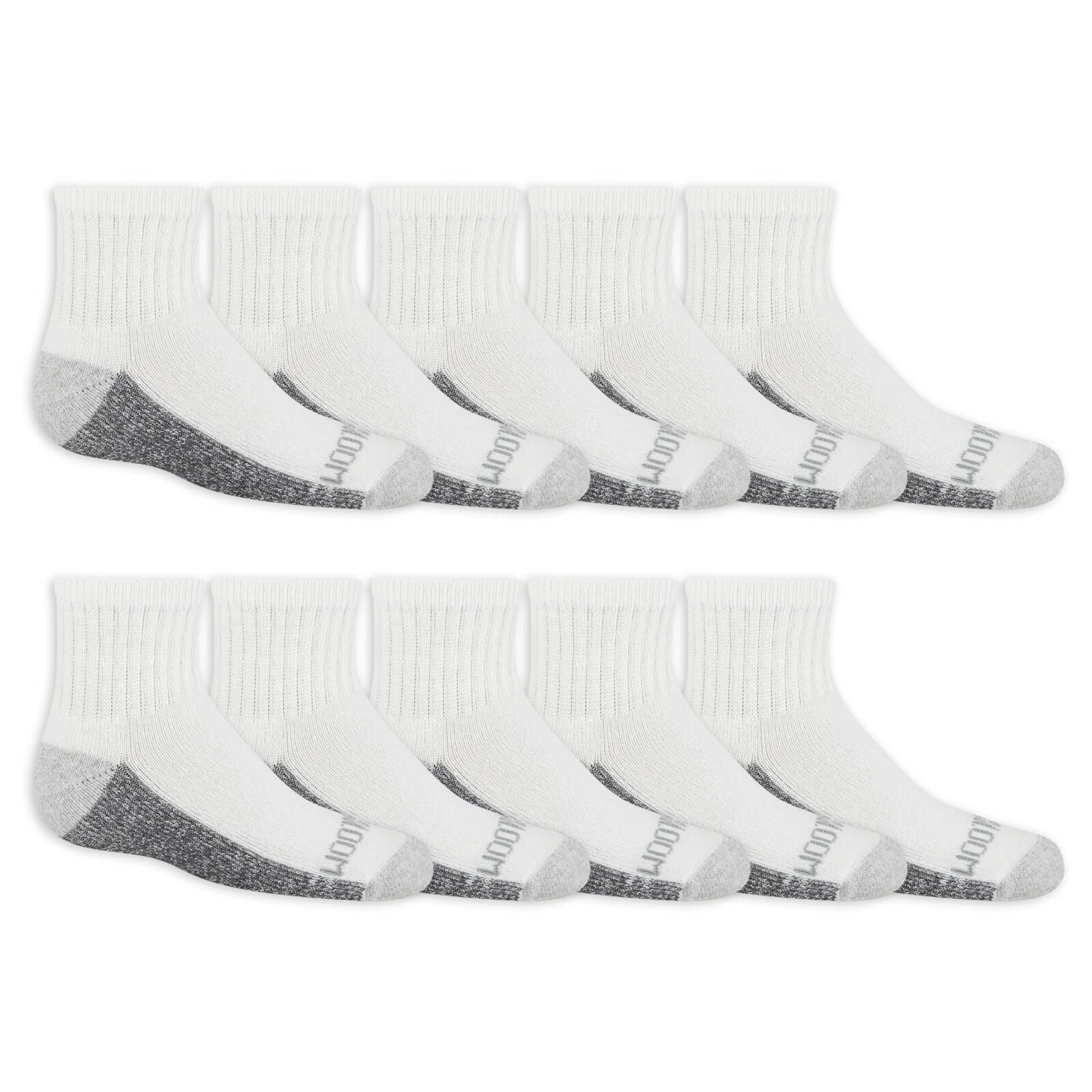 Fruit of the Loom Boy's Dual Defense Socks, Ankle - 10 Pack - Gray Large