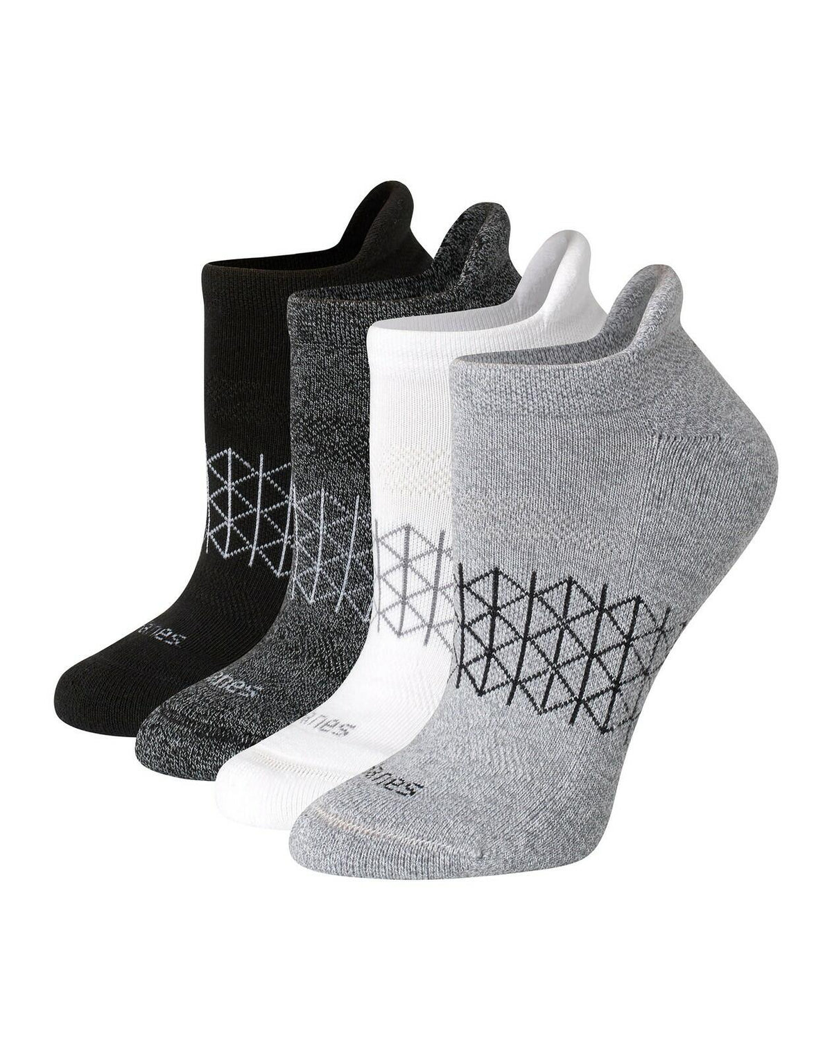 Hanes Women's 4pk Absolute Active Heel Tab No Show Socks White/Gray/Black - 5-9