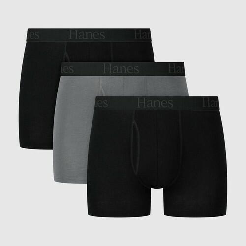 Hanes Men's 3pk Boxer Briefs - Black/Gray L