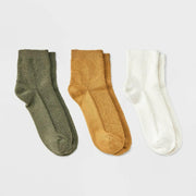 Women's Textured 2) 3pks Ankle Socks Auden Ivory/Gold/Olive 4-10