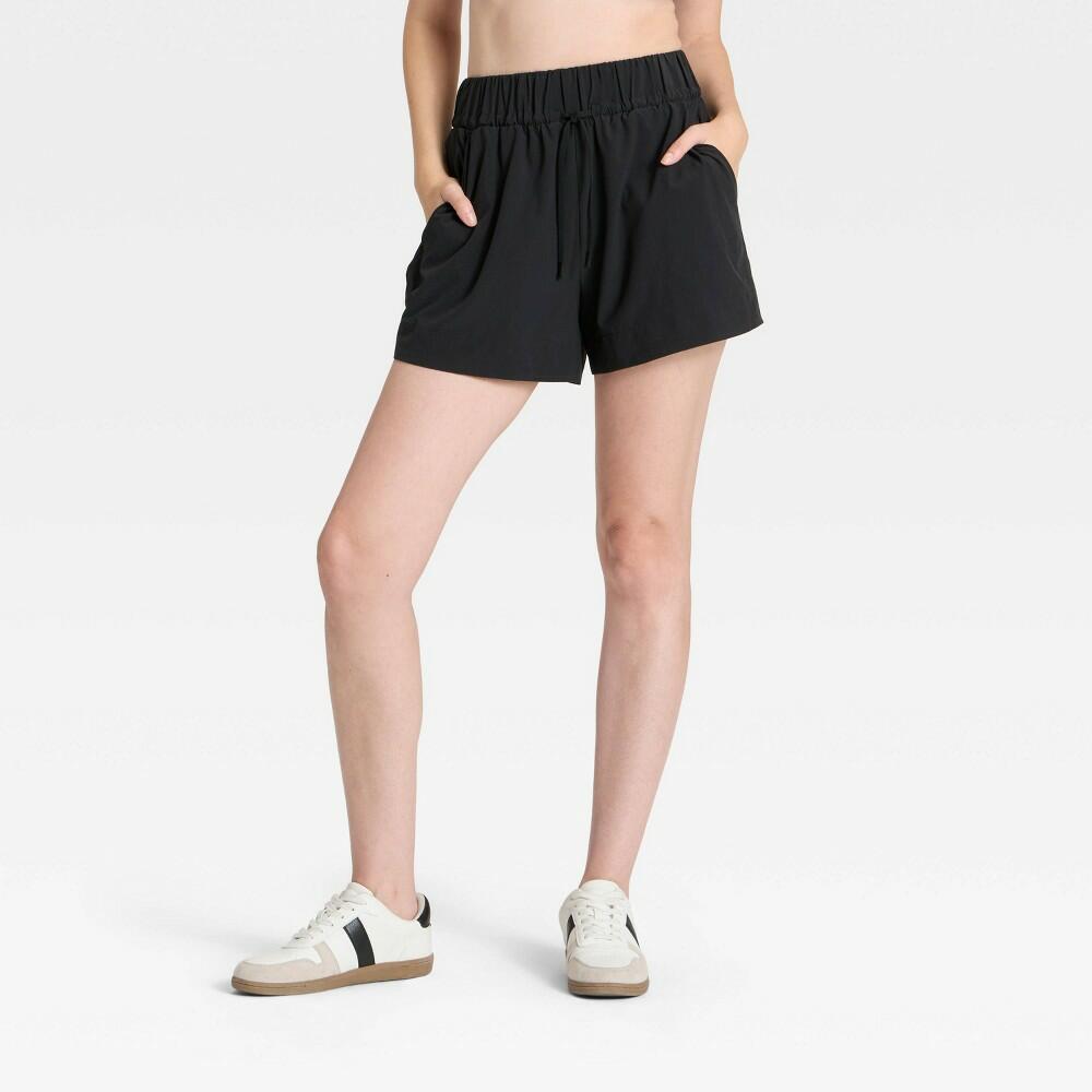 Women's Active Light High-Rise Wide Leg Shorts 3.5" - All In Motion™ Black S