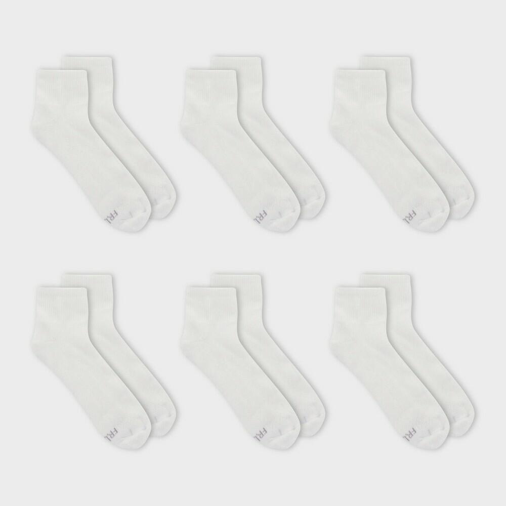 Fruit of the Loom Women's Cushioned 6pk Ankle Socks - White 4-10