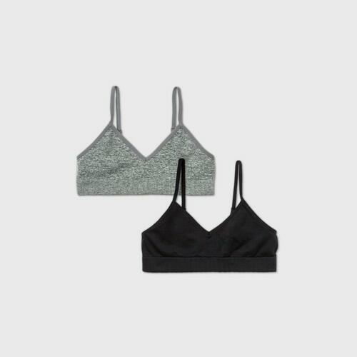 Girls' 2pk Seamless Bra - Cat & Jack™ Gray/Black M: Wireless Bralettes