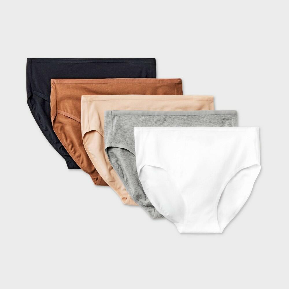 Women's 5pk Cotton Blend Briefs Underwear - Dealworthy™ Assorted Neutral XS
