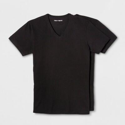 Pair of Thieves Men's 2pk V-Neck Undershirt - Black L: Midweight, Short Sleeve