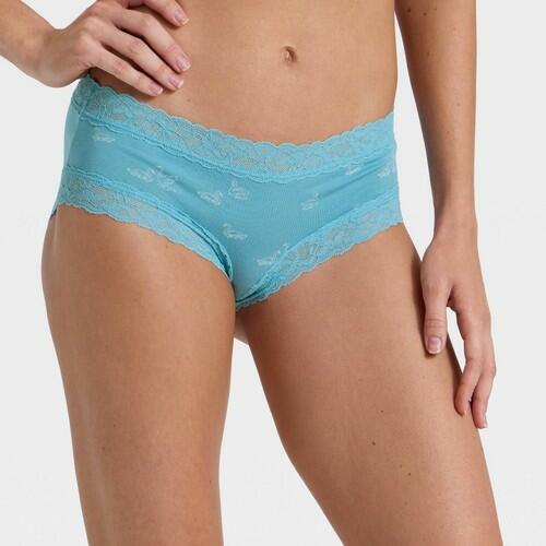 Women's Cotton Blend Hipster Underwear with Lace - Auden™ Turquoise Blue