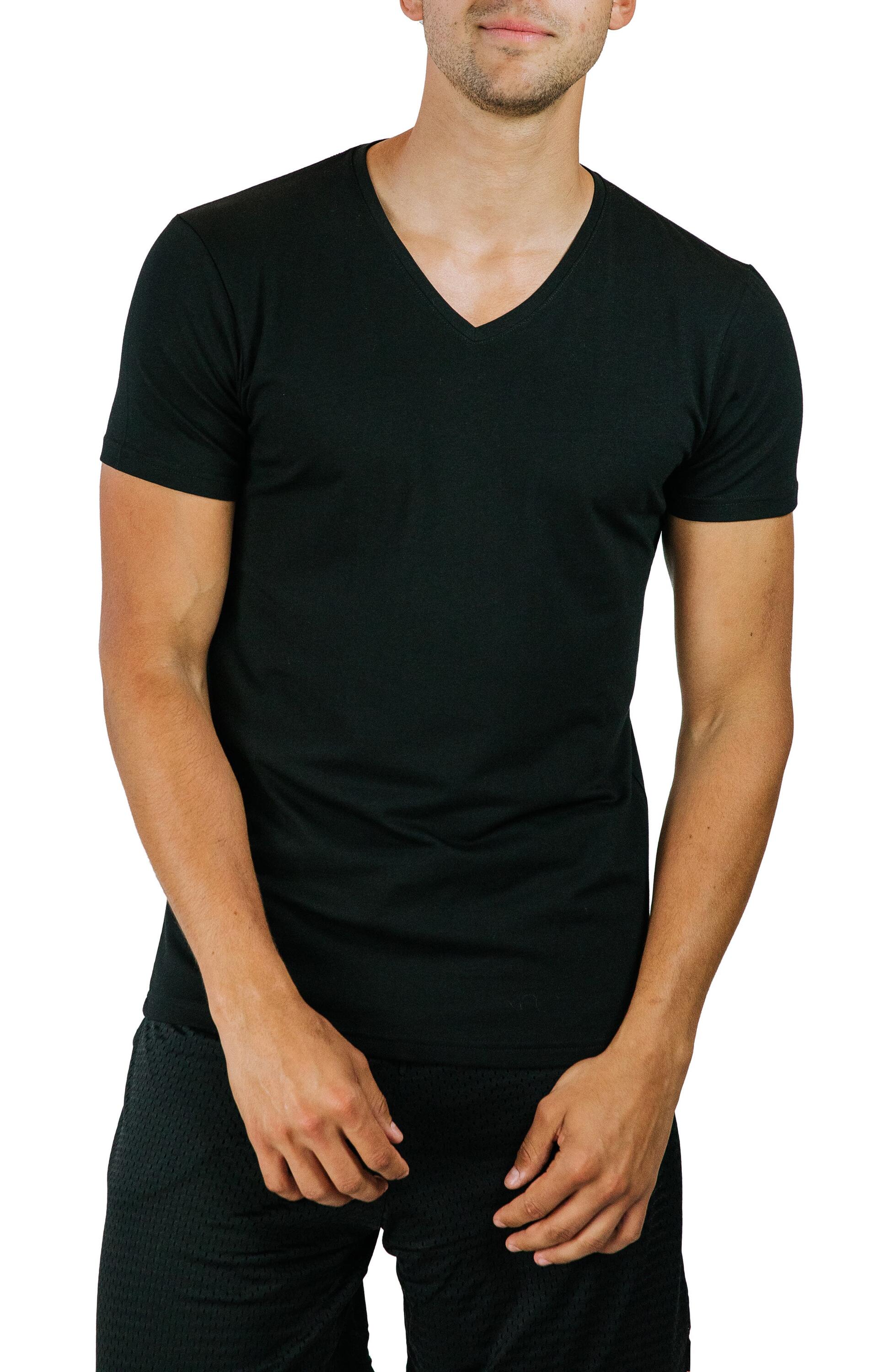 Pair of Thieves Men's 2pk V-Neck Undershirt - Black L: Midweight, Short Sleeve