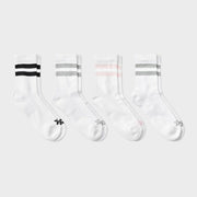 Women's Cushioned Striped 4pk Short Crew Sock All In Motion White/Gray/Pink 4-10