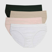 Hanes Premium Women's 4pk Breathable Ribbed Bikini Underwear White/Beige/Black M