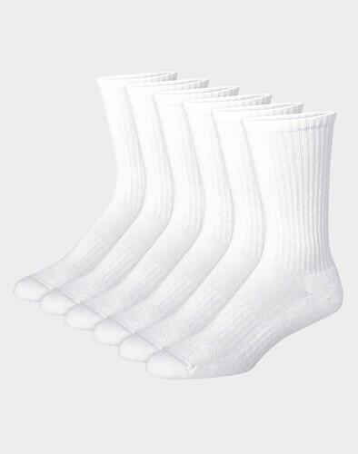Men's Hanes Moves Premium Performance Cushioned Crew Socks 6pk - White 6-12