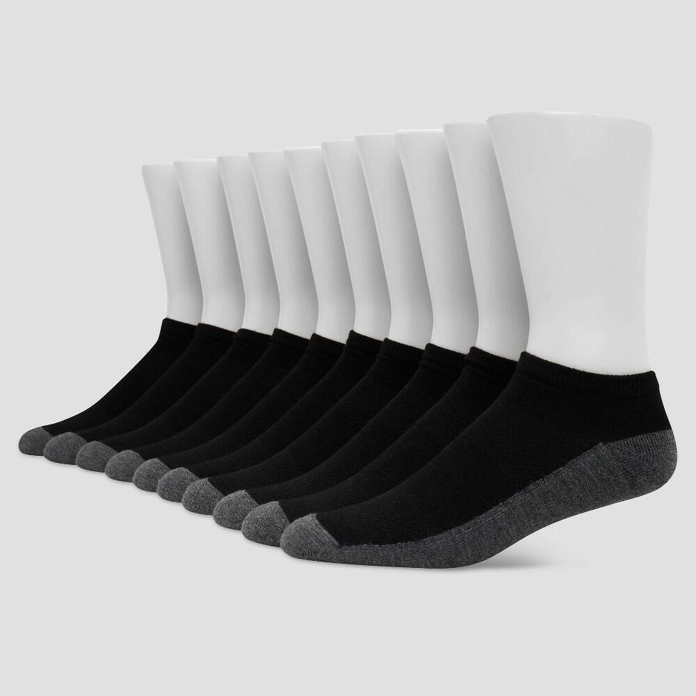 Hanes Premium Men's Big & Tall Low Cut Socks 10pk - Black - 12-14