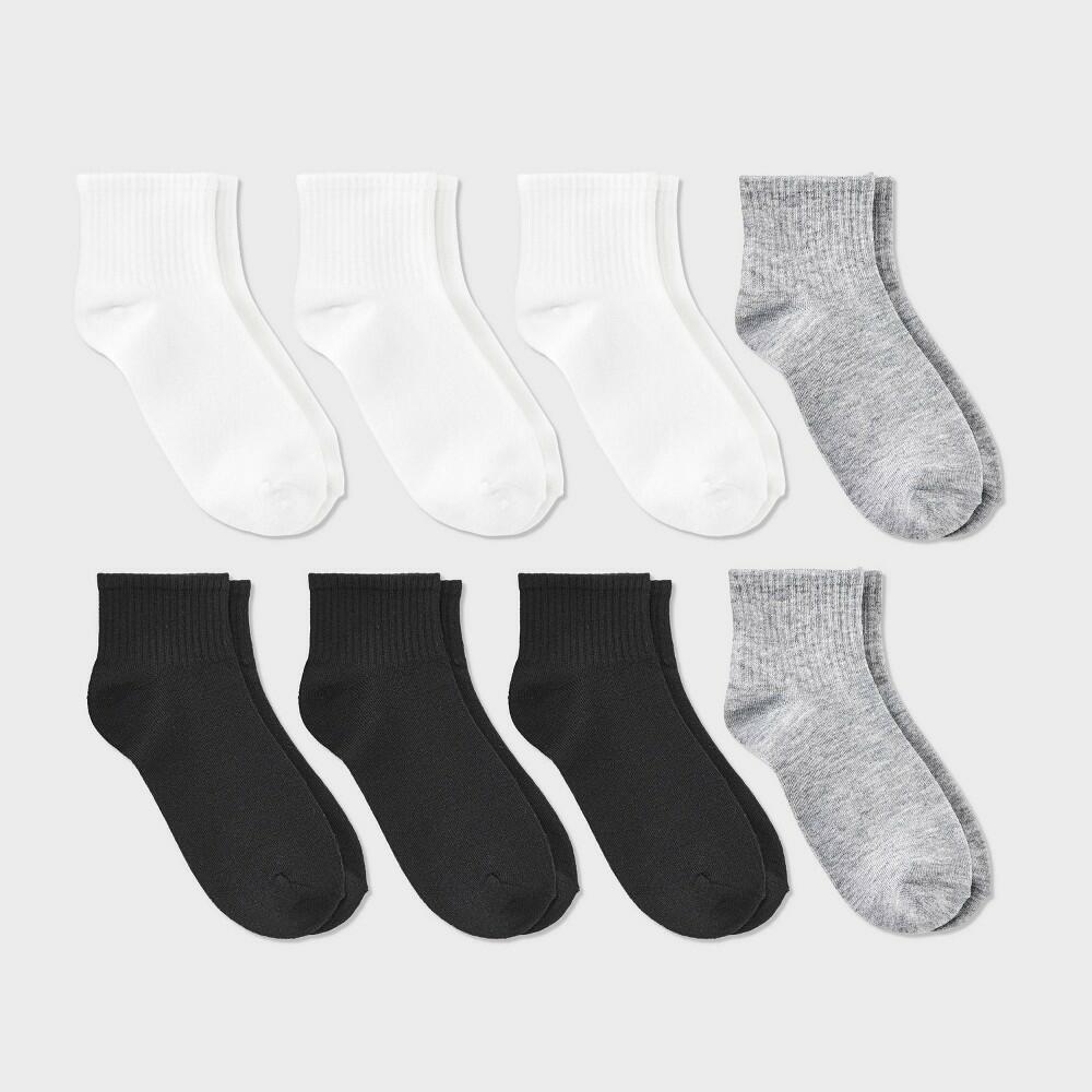 Women's Ribbed 8pk Ankle Socks - Dealworthy™ White/Heather Gray/Black 4-10: