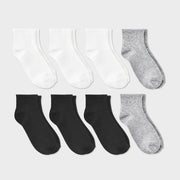 Women's Ribbed 8pk Ankle Socks - Dealworthy™ White/Heather Gray/Black 4-10: