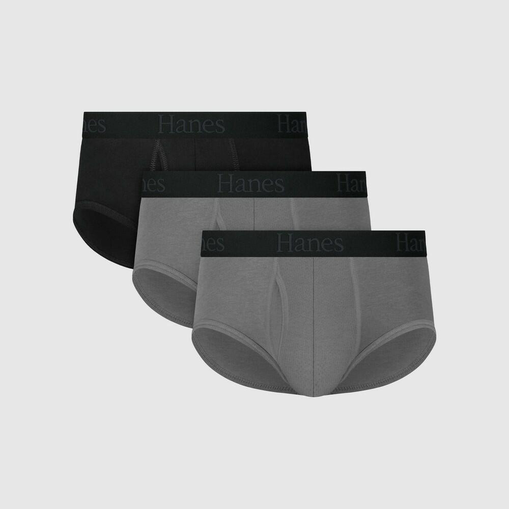 Hanes Men's 3pk Briefs - Black/Gray S