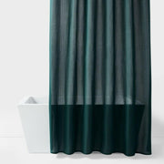 72"x84" Extra Long Herringbone Fabric Shower Curtain Dark Green Room Essentials