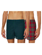 Hanes Men's 2-Pack Inside Exposed Waistband Woven Boxers, Tartan Plaid, Large