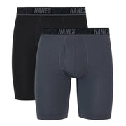 Hanes Moves Premium Men's X-Temp Long Leg Boxer Briefs 2pk - Gray/Black, Large