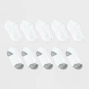 Cat & Jack Boys' Low Cut Athletic Socks 10pk - White - M