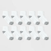 Cat & Jack Boys' Ankle Athletic Socks 10pk - White - L