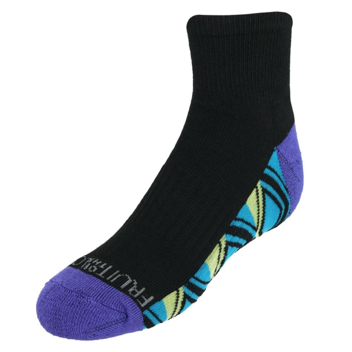 Fruit of the Loom Girl's Active Cushioned Ankle Socks (Pack of 6), 4 to 10 Black