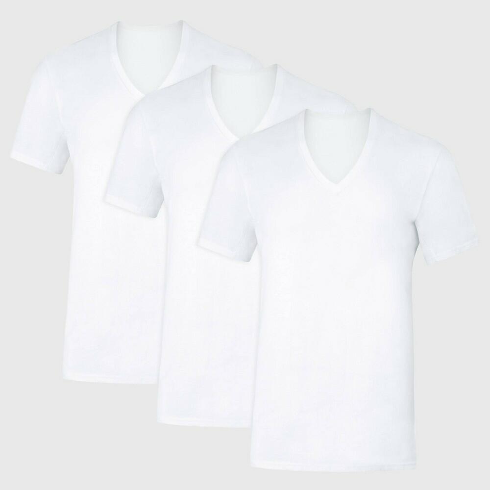 Hanes Men's Sweat Block V-Neck Undershirt 3pk - White S: Cotton