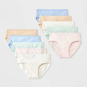 Cat & Jack Girls' Solid Cotton Briefs 10pk - Assorted Colors - 6