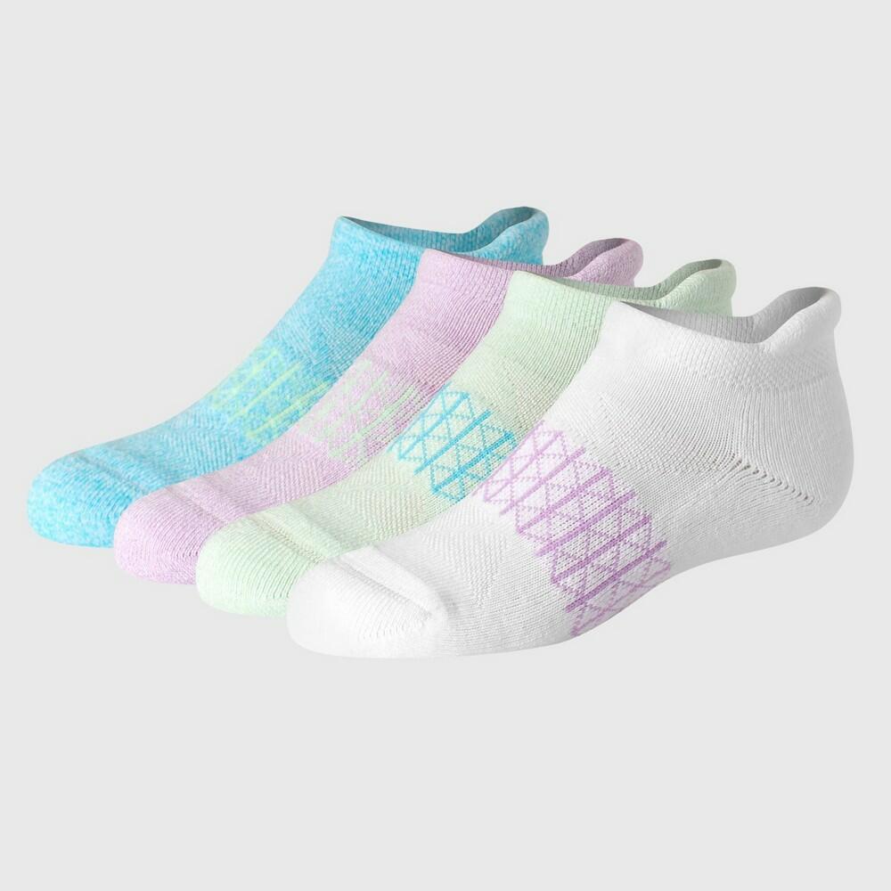 Hanes Girls' 4pk Absolute Active Heel Shield Socks - colors may vary M: Arch Support, Ankle Height