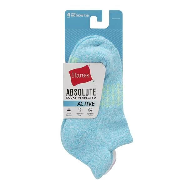 Hanes Girls' 4pk Absolute Active Heel Shield Socks - colors may vary M: Arch Support, Ankle Height